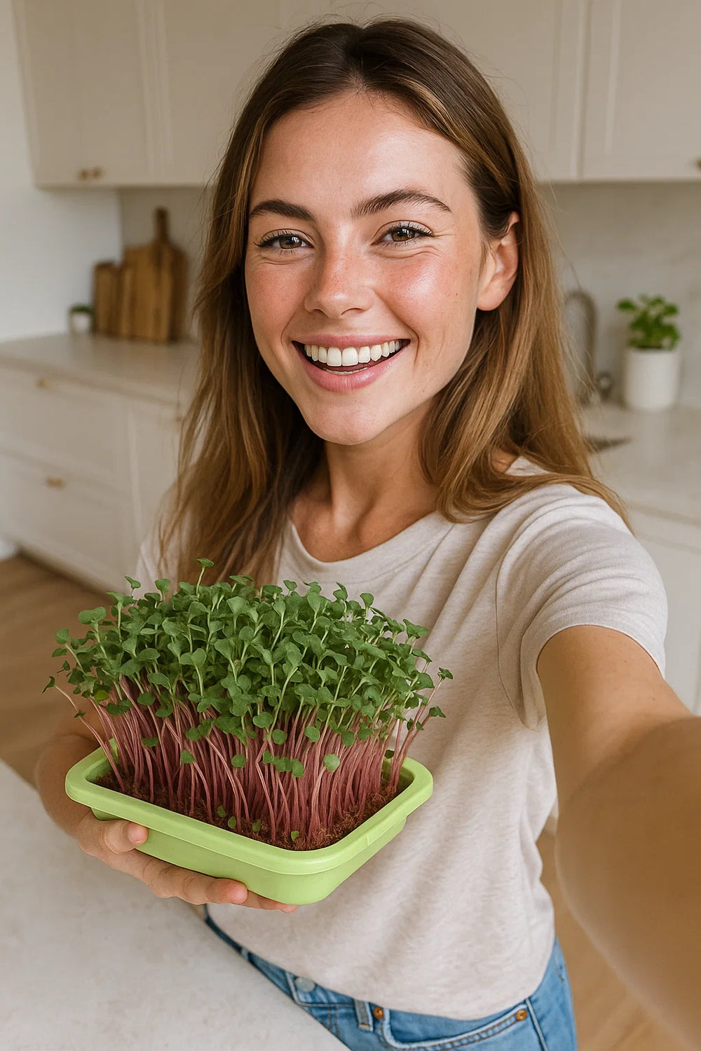 Friss mikrozöldek tálon